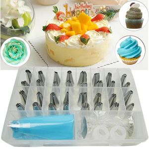 Ferramentas de cozimento 38 pçs/set Bicos de Decoração de Bolo Dicas de Tubulação de Aço Inoxidável Conjunto de Decoração de Pastelaria Fondant Cupcake Sobremesa