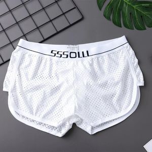 Cuecas confortáveis ​​de seda de gelo boxer briefs roupa interior shorts troncos para homens em branco cinza preto verde azul escuro com bolsa