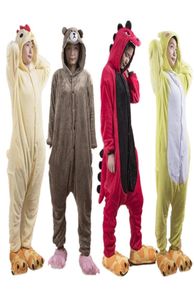 2019 New Fashion Animal Pajamas Women Men Pajama Cosplay Flannel Onesie Chick Frog Dinosaur Bear Autumn Winter Adults Sleepwear C14375792