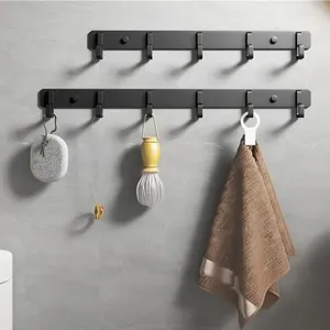 Hooks Space Aluminum Black Hook Bathroom Towel Robe Hangers Wall Door Key Clothes Hanging Rack Kitchen Storage Multi-Purpose