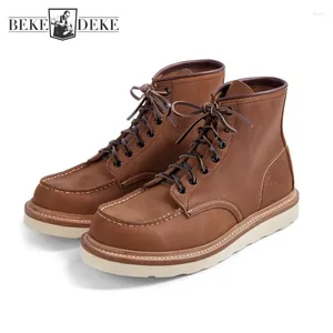 Boots Handmade Vintage Classic Safety Working Shoes Men Lace Up Genuine Leather Ankle Real Cowhide Casual Autumn Platform