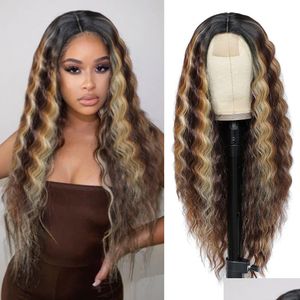 Synthetic Wigs Long Deep Wave Fl Lace Front Human Hair Curly 10 Styles Female Natural Fast Drop Delivery Products Dh1Pw