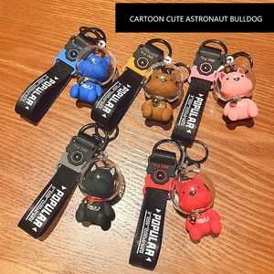 Niedlicher Cartoon-modischer transparenter Astronauten-Bulldoggen-Puppen-Schlüsselanhänger, Auto-Taschen-Geschenk-Anhänger-Schlüsselanhänger