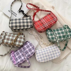 Abendtaschen Damen Umhängetasche Retro Plaid Unterarm Kettenriemen Reißverschluss Lässige Designer Mini Handtaschen Damen