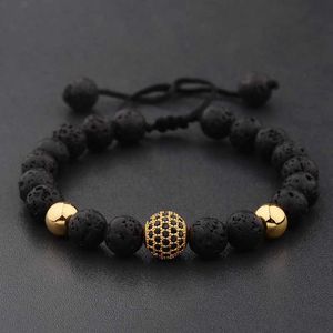 سلسلة Douvei Round Black Cz Zircon Pave Lava Loved Bracelet Mens Bead Swost Bracelet Direct Direct ABL005 Q240401