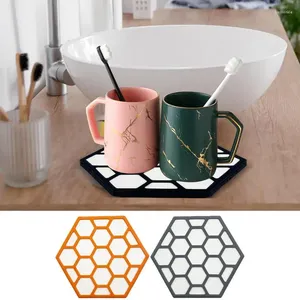 Bordmattor Diatomite Dish Drainer Kök Mat Hexagonal Drainage Non-Slip Dying Pad with Silicone Case Accessories