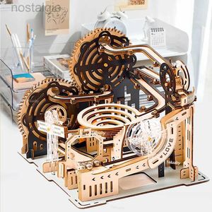 Blocks 3D Wooden Puzzle Marble Run Set DIY Assemble Mechanical Model Building Kits STEAM Educational Toys for Adult Kids Birthday Gifts 240401