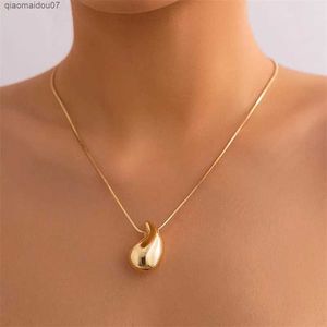 Pendant Necklaces Classic Gold Stainless Steel Necklace Womens Jewelry Co. Ltd. Metal Retro Water Drop Pendant Necklace Birthday GiftL2404