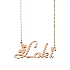 Collane con ciondolo Collana con nome Loki Targhetta personalizzata per donne Ragazze Amici Compleanno Matrimonio Natale Regalo per la festa della mamma