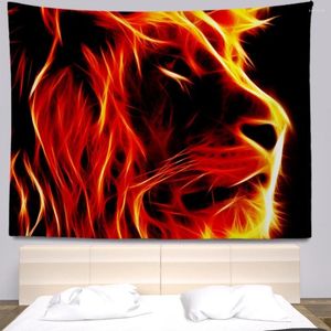 Tapissries Lion Tiger Animal Big tygvägg Tapestry Böhmen Anime Hippie Heminredning Support Anpassning