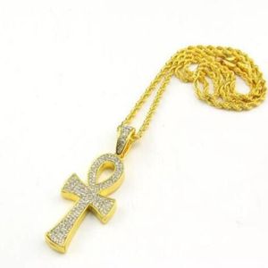 18K Gold Plated Hip Hop Cross Pendant Necklace Charm Chain For Men and Women Trendy Holiday Accessories2887