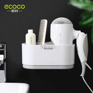 Hair Dryers ECOCO Hair Dryer Rack Wall Mounted Punch Free Bathroom Accessories Set Home Bathroom Shelve Bathroom Holder Tool Drainage 240401