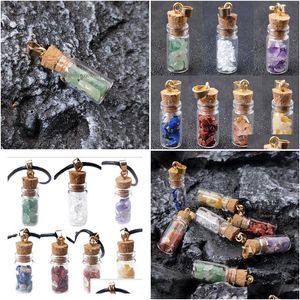 Colares Pingente 2021 Handmade Energia Cristal Pedra Mini Garrafa De Vidro Para Mulheres Homens Amantes Lucky Jóias Com Corda Drop Delivery Pend Dhvxv