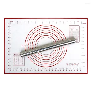 Bakningsverktyg SV-rostfritt stål Rolling Pin Mat Silikon Non Slip/Non Stick Pastry med mätningar för degpizzakakor