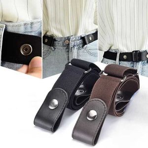 Belts Adjustable elastic waistband with invisible buckle womens jeans dress without buckle Q240401