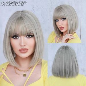 Синтетические парики NAMM ASH Blonde Color Короткий боб парики женщины Синтетические парики с челкой женский косплей для волос устойчивый