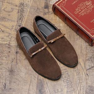 Sıradan Ayakkabı Markası Siyah Erkekler Loafer Classics Süet Deri İş Ofisi Elbise Konforlu Düz Alt Yumuşak Sole