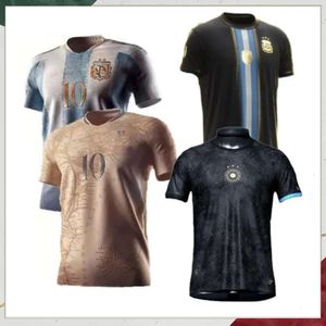 S-4XL 3 스타 아르헨티나 축구 유니폼 기념 2023 남자 키즈 키트 20 21 22 23 Maillots de Foot Maradona Dybala Messis Allister 특수 축구 셔츠