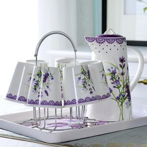 ティーウェアセット9pcs/set Bone China China Coffee Kettle with Cups Teapot Ceramic Espresso Cup Pitcherは、結婚式の好意とギフトに注ぎます