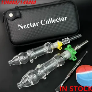 Nektarsamlare med med titan nagelspetsar eller kvartsspets 10mm 14mm Nector NC Collector Kits Koncentrat Dab Straw Presentväska