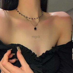 Pendant Necklaces Women Choker Necklace Double Layer Beads Necklace Gift for Friend Silver Color Geometric Necklace Wholesale Collar Jewelry 240330