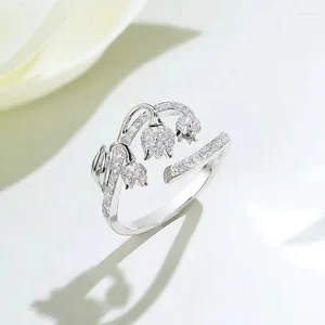 Кольца кластера Французское романтическое трехмерное открытое кольцо с розой, светлое, роскошное, элитное, темпераментное, женское, обязательное, из стерлингового серебра S925