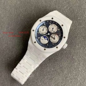 Mens 41mm10,5mm 26579 Bezel White Perpetual Men's Cal5134 Ceramic Watch Calender Watch Superclone Mechanical Armband Automatic Moon Movement Phase APS 564