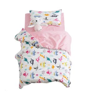 3PCS Cotton Crib Łóżka Zestaw kreskówki Zestaw pościeli dla dzieci zawiera poduszkę pod kołdrą bez wypełniacza 240322