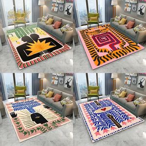 Ancient Egypt Abstract Carpet and Rug for Living Room Mat Colorful Tiger Leopard Figure Bath NonSlip Bedroom Flannel Home Decor 240401