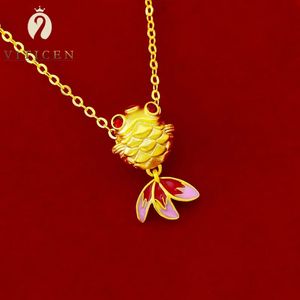 Collana con ciondolo carpa in oro 999 autentico 18k Au750 regalo di Natale per donna squisita fabbrica di gioielli drop 240311