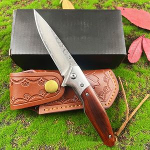 NYA A6713 Högkvalitativ flipper fällkniv Damascus Stålblad Rosenträhandtag Boll lager snabbt öppet utomhus camping vandring fiske edc mapp knivar knivar