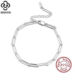 Chain Rintin Solid 925 Sterling Silver Italian Handmade 3,5 mm pappersklippkedjring Hammer Chain Armband Punk 925 SMEEDDRY SB120 Q240401