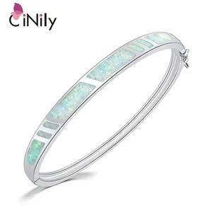 Chain Cinily White and Blue Flame Opal Stone Armband med Silver Plated Bohemian Boho Retro Luxury Jewelry for Women Q240401