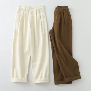 Pantaloni da donna in cotone a vita alta dritti casual femminili primavera e autunno versione coreana del temperamento semplice e sciolto Harlan