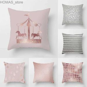 Pillow Case Pink Geometrische Print Dekor Cover Hochzeitsfeier Sofa Bürositz Hotel Kissen moderne leichte Luxushaus Y240407