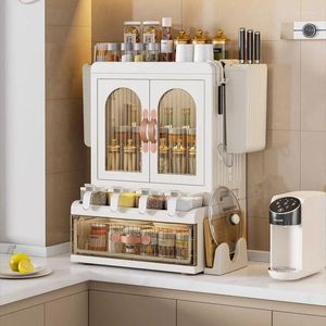 Kök Storage Spice Rack Countertop Multifunktionella pinnar Systemredskap Multilags skåp