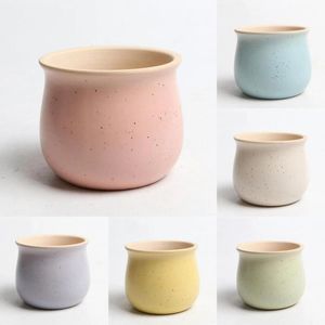 Vasos de cerâmica para plantas macaron, vasos de cactos, cerâmica, atacado, combinação colorida, vasos circulares hortícolas