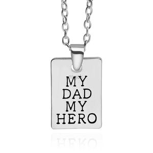 Pendant Necklaces Creative holiday gift MY DAD MY HERO Fathers Day personalized pendant necklace birthday gift jewelry pendant 240330