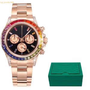 Mężczyźni zegarki Wysokiej jakości Rainbow Designer Watch Man 40 mm Automatyczny ruch Oryginalny Diamond Rame Stal ze stali nierdzewnej zegarek na rękę Dayton Montre de Luxe