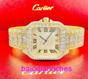 Relógios de luxo Carters Santos Grande relógio masculino de ouro amarelo 40 mm 18k congelado 30 quilates de diamantes FNZK