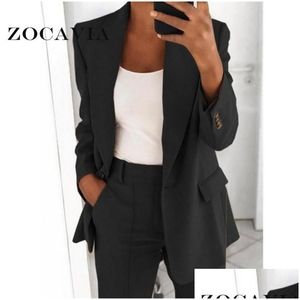 Kombinezony damskie Blazery jesień elegancki biuro Blazer Kobiety czarna kurtka Kobieta ponadwymiarowa tailleur femme vintage płaszcz 5xl drop Deli DHQ5E