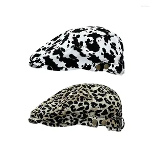 Basker mode ko/ leopard tryck hatt män kvinnor sboys vår sommar solproof hattar duckbill platt för