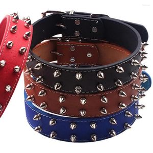 Dog Collars Adjustable Leather Pet Collar Neck Strap Supplies PU Punk Rivet Spiked For Medium Large