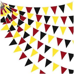 Party Decoration Red Black Yellow Pennant Banner Fabric Flag Bunting Garland For Birthday Wedding Anniversary Home Nursery Hanging Festiva