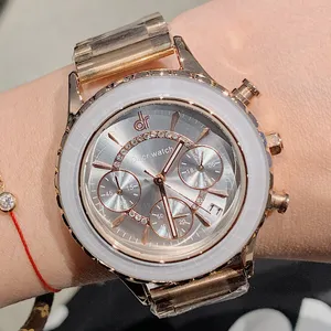 Womens Fashion Watch Watchs Стальные ремешки часы высокого появления горизонтальная рефракция зеркал шесть уход личности календарь часы