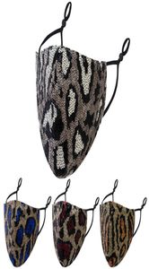 Pailletten Leopard Gesicht Mund Glitzer Maske AntiDust Frau Männer Erwachsene Sex Unisex Mode Wiederverwendbare Bling Shiny Radfahren Waschbare Maske Ne4555114