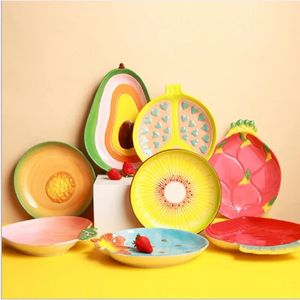 Fruchtförmiger Keramik-Salatteller, kreativ, niedlich, für Haushaltsgerichte, Snack-Gerichte mit unergründlichem Nennwert, niedlich zu explodierender Teller