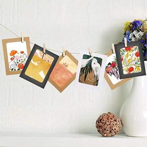 Frames 10 Pcs Combination Paper Frame With Clips DIY Kraft Picture Hanging Wall Pos Rope Home Decoration Craft