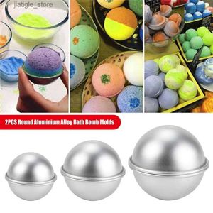 Handmade Soap 2PCS Round Aluminium Alloy Bath Bomb Molds DIY Tool Bath Bomb Salt Ball Homemade Crafting Gifts Semicircle Sphere Metal Mold Y240401