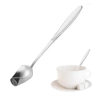 Ложки для чая, столовое серебро из нержавеющей стали, интегрированная длинная ручка в форме розы, не выцветающая, креативная яркая посуда